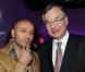 Eric Judor et Philippe Delahaye - le Président de Toshiba France -, à l'occasion de la grande soirée Toshiba organisée au Palais de Tokyo, à Paris, le 14 décembre 2009.