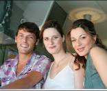 Hélène Médigue en 2005 aux côtés de Laurent Kérusoré et d'Anne Decis