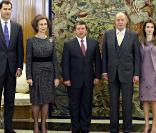 La famille royale espagnole a reçu le roi Abdullah II de Jordanie. Le 27 janvier 2010.