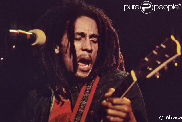 Bob Marley lors d'un concert à Londres, en 1976