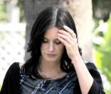 Courteney Cox  sur Van Nuys à Los Angeles pour le tournage de sa série Cougar Town le 11 février 2010