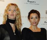 Sandrine Kiberlain et Aure Atika très élégantes dans un total look black lors du traditionnel déjeuner entre nominés aux Césars le 13 février 2010 au Fouquet's à Paris