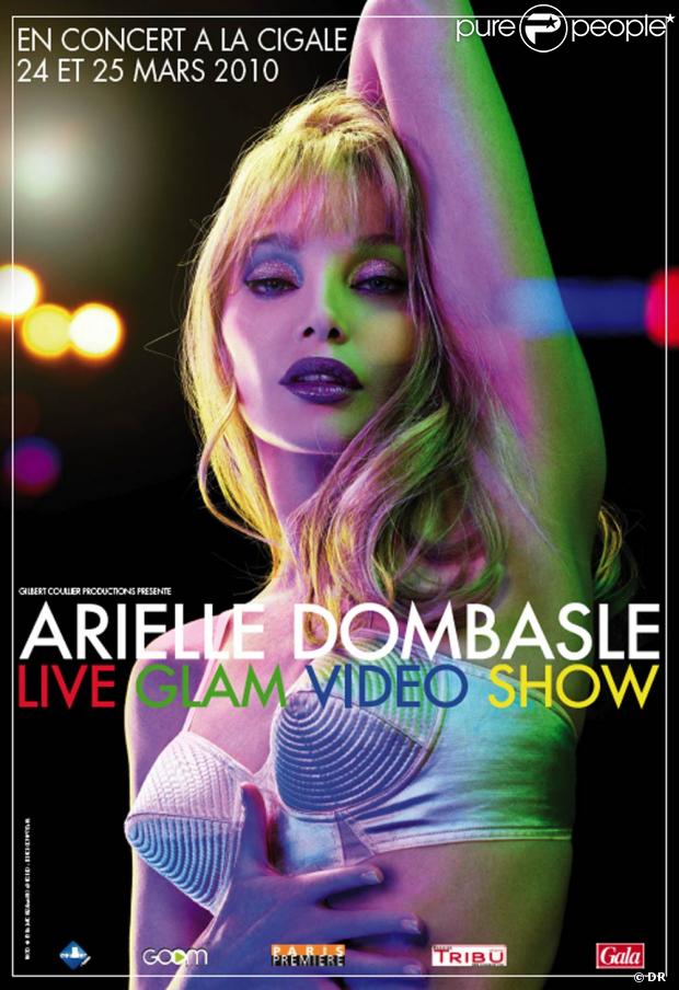 Arielle Dombasle sur l'affiche de son spectacle  Live Glam Video Show.  