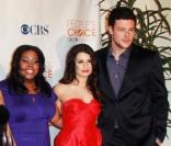 Leah Michele, Amber Riley et Cory Monteith de la série Glee
