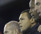 Guy Forget, Joe-Wilfried Tsonga et Gaël Monfils lors du premier match de Coupe Davis à Toulon face à l'Allemagne le 5 mars 2010