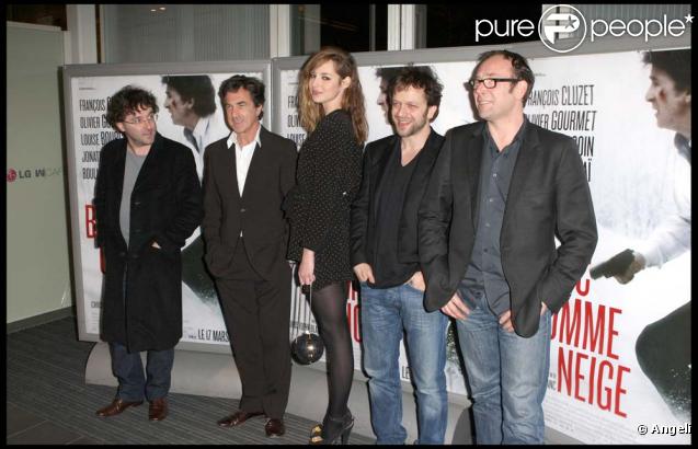 Christophe Blanc, François Cluzet, Louise Bourgoin, Jonathan Zaccaï et Oliver Gourmet à l'avant-première de  Blanc comme neige , à Paris, le 9 mars 2010 !