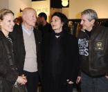 Marthe Keller, Gilles Jacob, Anouk Aimée et Claude Lelouch lors de l'inauguration de l'expostion au Bon Marché consacrée au Livre d'or de Gilles Jacob le 15 mars 2010