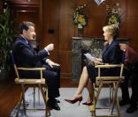 Nicolas Sarkozy, interviewé par la journaliste de CBS Katie Couric, le 12 avril 2010 à Washington<br />
