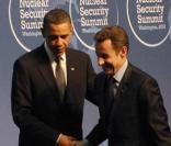 Nicolas Sarkozy et Barack Obama lors du sommet de Washington le 12 avril 2010 