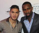 Hatem Ben Arfa et Dwen Correa lors de la soirée de lancement de la ligne de vêtement Dwen le 18 avril 2010.