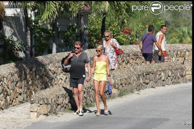 Laeticia Hallyday et Johnny à Saint-Barthélémy. 2010 