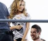 Kylie Minogue tourne le clip de son prochain tube, All the Lovers, issu de son album Aphrodite, à Los Angeles, le 8 mai 2010