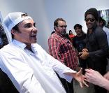 Vernissage exposition  American Jesus  de David LaChapelle à New York, le 13 juillet 2010. Ici avec Lenny Kravitz et Amanda Lepore 