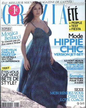 Monica Bellucci en couverture de  Grazia , 30 juillet 2010 