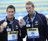 Alain Bernard et Fred Bousquet, 2e et 3e sur 100m aux Mondiaux de Rome 2009