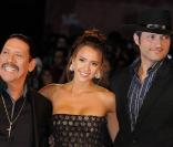 Danny Trejo, Jessica Alba et Robert Rodriguez, à l'occasion de la présentation officielle de  Machete , dans le cadre de la 67e Mostra de Venise, le 1er septembre 2010.