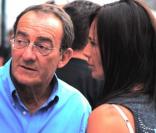 Jean-Pierre Pernaut et Nathalie Marquay au challenge souvenir dédié à feu Henri Salvador, organisé dans le cadre du 3e National de pétanque de L\'Ile-Rousse. 17 septembre 2010<br />