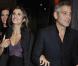 George Clooney et Elisabetta Canalis à la sortie du restaurant Nobu, à Milan. 27/09/2010