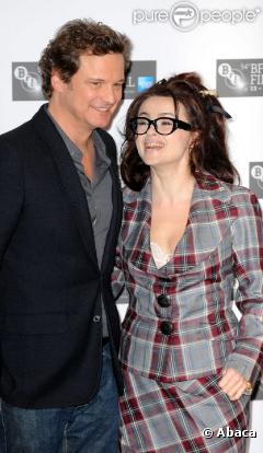 Colin Firth et Helena Bonham Carter lors du photocall pour le film The Kings Speech au cinéma Vue sur Leicester Square à Londres durant le BFI London Film Festival le 21 octobre 2010  