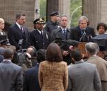 Tom Selleck en plein tournage de la série Reagan's Law, au City Hall à New york, le 20 octobre 2010