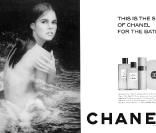 Campagne Chanel pour les produits déclinés du fameux parfum N°5 avec Ali MacGraw. 1966 