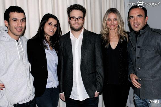 L'équipe du 6/9 de NRJ avec Seth Rogen et Cameron Diaz le 7 janvier 2010
