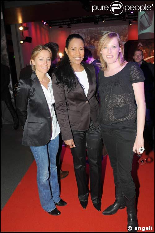 Anne-Sophie Lapix, Christine kelly et Estelle Martin à la soirée 'Before' Cannes à l'atelier Renault, le 17/04/08