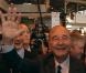 Jacques Chirac accompagné de François Pinault, Jean-Louis Borloo, Bruno Le Maire et Christian Jacob au salon de l'Agriculture, à Paris, le 22 février 2011.