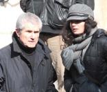 Claude Lelouch et sa fille Salomé, obsèques d'Annie Girardot, Paris, le 4 mars 2011 