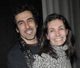 Adeline Blondieau et son fiancé Laurent à la présentation de la pièce <i>Madame Butterlight</i> au théâtre de la Gaîté Montparnasse. 28/01/09