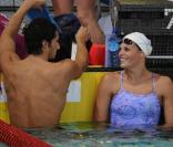 Laure Manaudou a profité de sa présence aux championnats de France 2011 à Strasbourg pour renager en France. Le 25 mars, elle a partagé une ligne d\'eau avec son ex-boyfriend Benjamin Stasiulis, à côté d\'un duo Marin/Pellegrini indifférent !