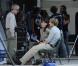 Woody Allen, Carla Bruni-Sarkozy et Owen Wilson sur le tournage de Minuit à Paris , le 28 juillet 2010.