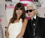 Lou Doillon et Karl Lagerfed lors de la soirée Coca Cola Light pour célébrer le lancement de la bouteille imaginée par Karl Lagerfeld. Le 7 avril 2011