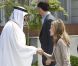 Letizia d'Espagne salue comme une princesse le Sheikh du Qatar en visite en Espagne. Madrid, 25 avril 2011 
