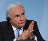 Dominique Strauss-Kahn, durant un meeting sur l'économie européenne, à Berlin, en Allemagne, le 28 avril 2010.