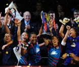 Les footballeuses de l'équipe féminine de l'Olympique Lyonnais ont triomphé lors de la finale de la Ligue des Champions, jeudi 26 mai 2011, face à l'équipe de Potsdam.