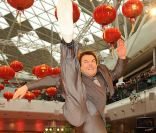 Jack Black en plein effort à l'avant-première londonienne de  Kung Fu Panda 2 , au Vue Westfield à Londres