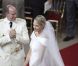 Le prince Albert et la princesse Charlène lors de leur mariage religieux dans la cour d'honneur du Palais, à Monaco, le 2 juillet 2011