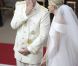 Le prince Albert et la princesse Charlène lors de leur mariage religieux dans la cour d'honneur du Palais, à Monaco, le 2 juillet 2011