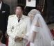 Le prince Albert et la princesse Charlène lors de leur mariage religieux dans la cour d'honneur du Palais, à Monaco, le 2 juillet 2011