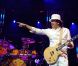 Carlos Santana en concert inaugural au 45e festival de Montreux, le 1er juillet 2011, avec notamment sa femme Cindy Blackman et l'Anglais John McLaughlin.