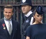 Accompagnée de son mari David, Victoria Beckham alors enceinte de six mois, se rend au mariage princier de Kate et William. A Londres, le 29 Avril 2011.