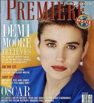 L'actrice Demi Moore arborait une coupe garçon pour la couverture du magazine  Premiere  d'avril 1991.