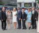 Célébration des 10 ans de mariage du prince Haakon et de la princesse Mette-Marit à Oslo, le 25 août 2011. Autour du couple, sur le parvis de la cathédrale, le roi Harald, la reine Sonja, Marius, la princesse Märtha-Louise et son mari Ari Behn. 