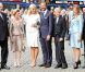 Célébration des 10 ans de mariage du prince Haakon et de la princesse Mette-Marit à Oslo, le 25 août 2011. Autour du couple, sur le parvis de la cathédrale, le roi Harald, la reine Sonja, Marius, la princesse Märtha-Louise et son mari Ari Behn. 