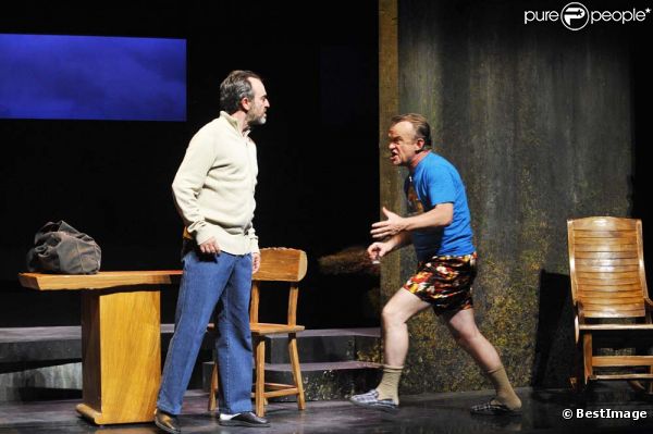 Bruno Solo et Dominique Pinon répète  L'Ouest Solitaire  au Théâtre Marigny, à Paris, le 26 août 2011.