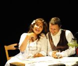 Clémentine Célarié et Thierry Monfray répètent Des nouvelles de Maupassant sur les planches du Théâtre du Petit Hébertot, à Paris. 16 septembre 2011