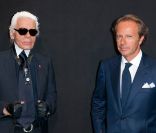 Karl et Diego Della Valle lors de la soirée Hogan by Karl Lagerfeld, le vendredi 30 septembre 2011.