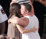 Chaz Bono et Jennifer Elia en coulisses de l'émission Dancing With The Stars, diffusée sur ABC. 11 octobre 2011