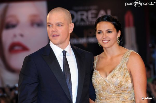 Matt Damon et sa femme Luciana Barroso, le 3 septembre 2011 au festival de Venise.